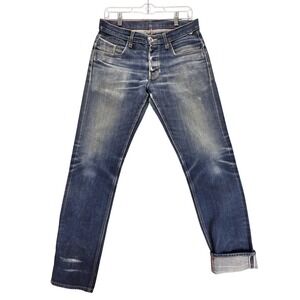 Selvedge Jeans Mens Blue DAO‎ Tapered Whiskers Honeycomb Made France Fits 30x30